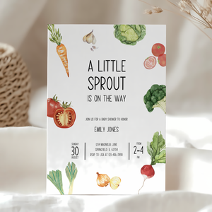 Baby Shower Invitation - Little Sprout Homegrown with Love Vegetables BS97