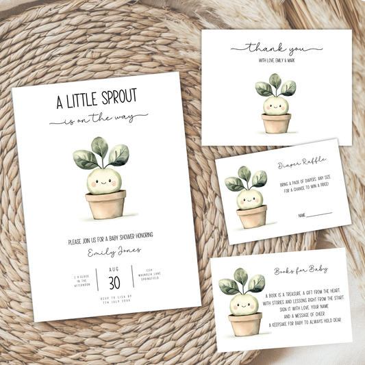 Baby Shower Invitation Bundle - A Little Sprout Is On The Way BS83
