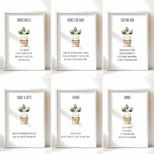 Baby Shower Table Sign Bundle - A Little Sprout Is On The Way BS83