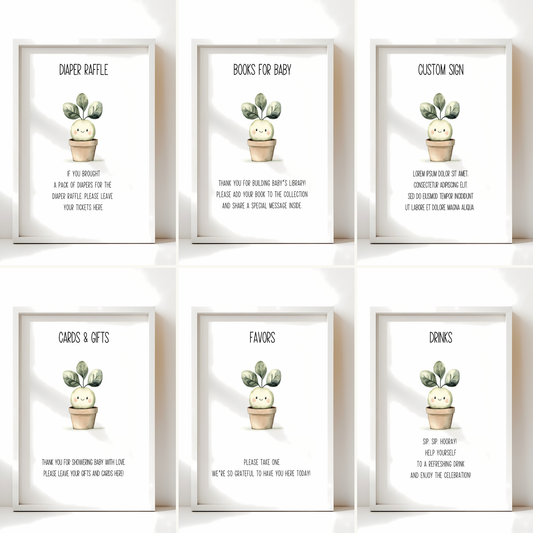 Baby Shower Table Sign Bundle - A Little Sprout Is On The Way BS83