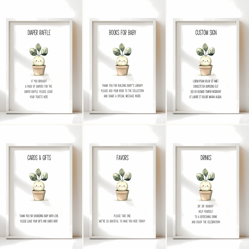 Baby Shower Table Sign Bundle - A Little Sprout Is On The Way BS83