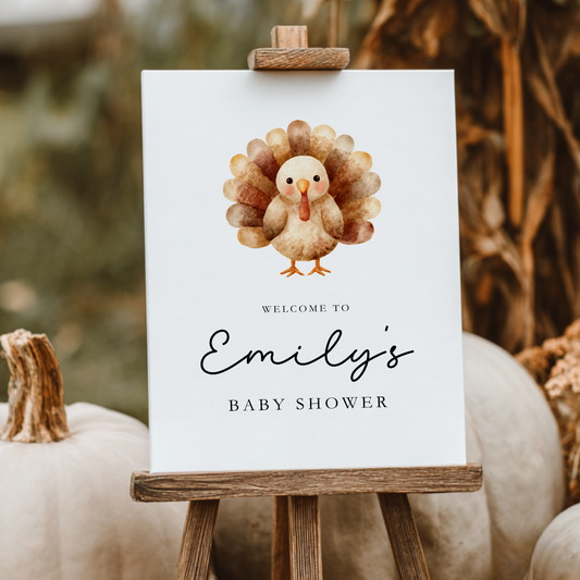 Baby Shower Welcome Sign - Little Turkey On The Way BS254