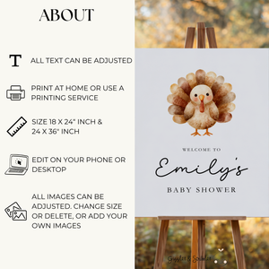 Baby Shower Welcome Sign - Little Turkey On The Way BS254