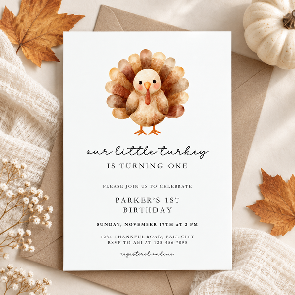 Little Turkey Birthday Invitation L169