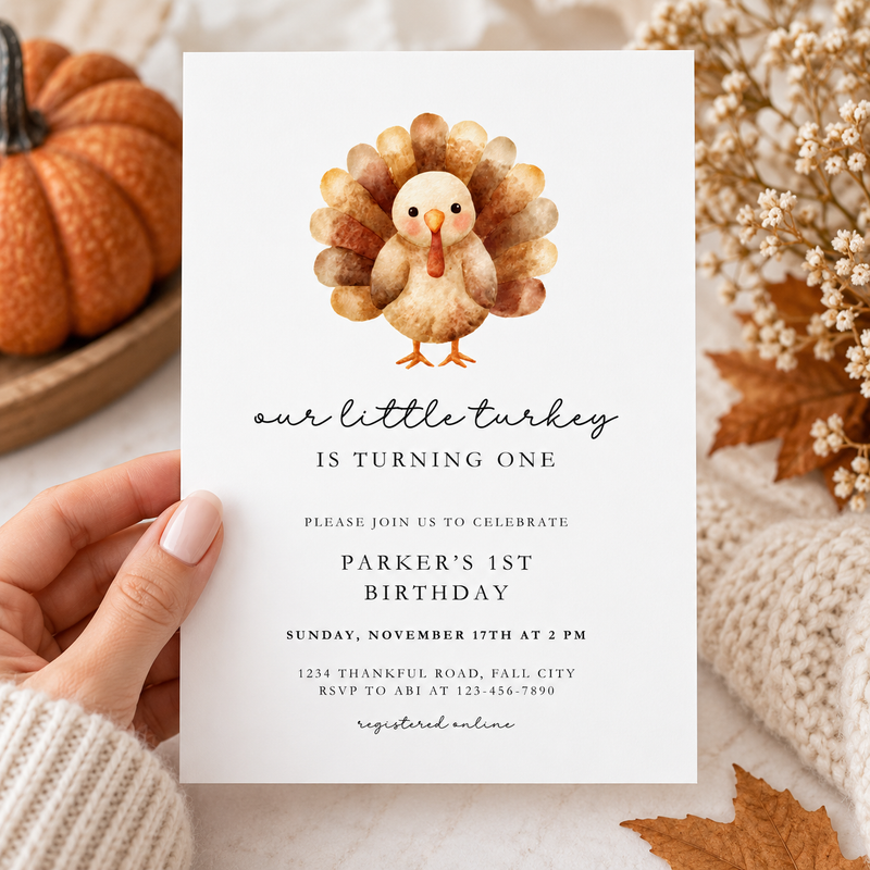 Little Turkey Birthday Invitation L169