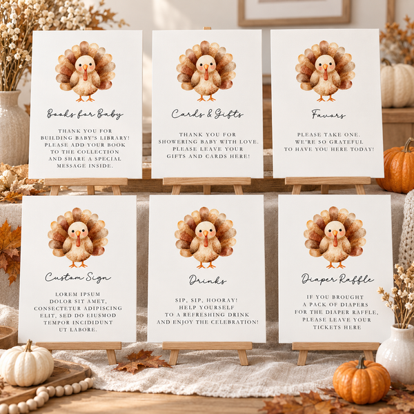 Little Turkey Baby Shower Table Signs Bundle BS254
