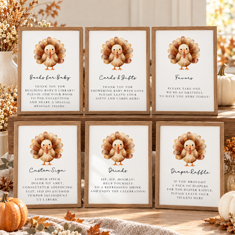 Little Turkey Baby Shower Table Signs Bundle BS254