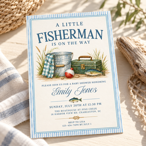 Little Fisherman Baby Shower Invitation BS347