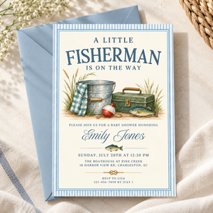 Little Fisherman Baby Shower Invitation BS347