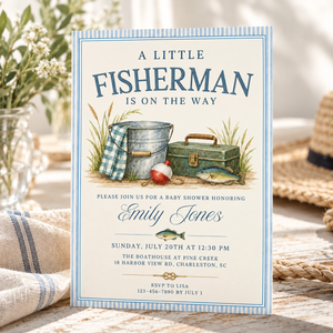 Little Fisherman Baby Shower Invitation BS347