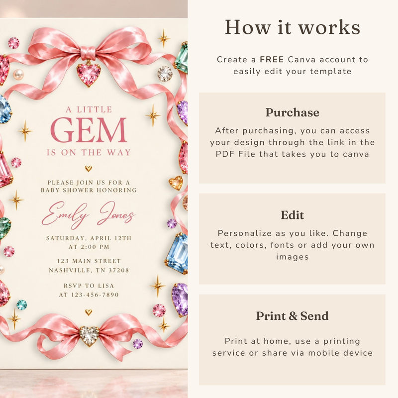 A Little Gem Is on the Way Baby Shower Invitation BS338