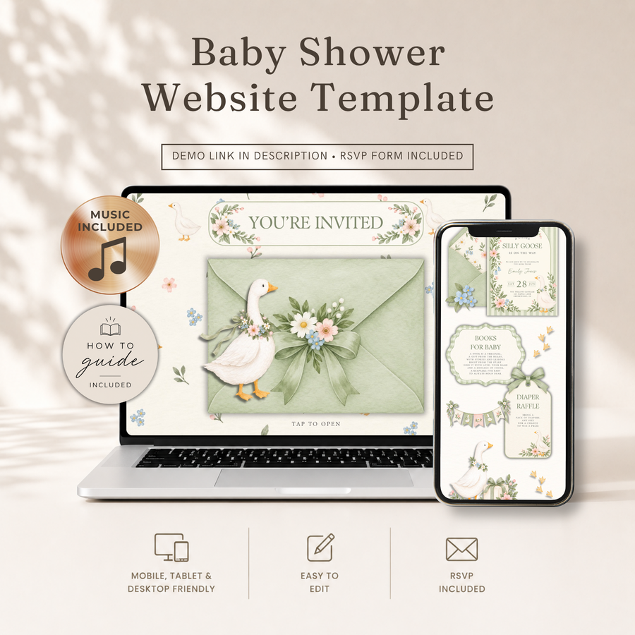 Little Goose Baby Shower Website Invitation with RSVP BS334