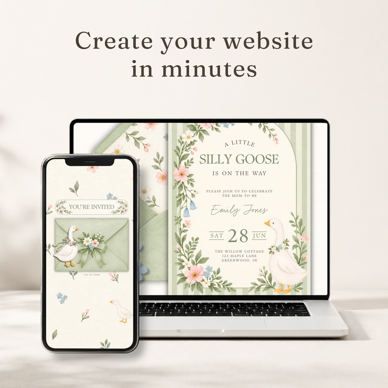 Little Goose Baby Shower Website Invitation with RSVP BS334