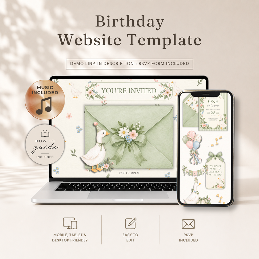 One Silly Goose First Birthday Website Invitation L176