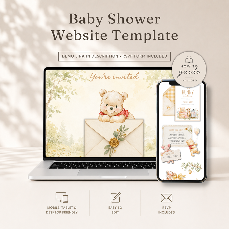 Little Hunny Baby Shower Website Invitation with RSVP BS322