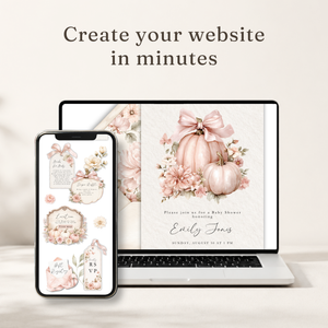 Pink Pumpkin Baby Shower Website Invitation with RSVP BS233
