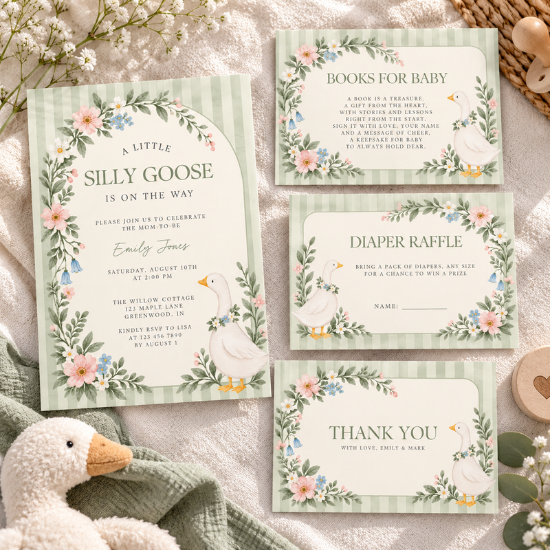 Little Goose Baby Shower Invitation Bundle BS334