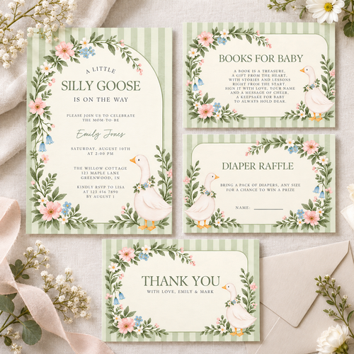 Little Goose Baby Shower Invitation Bundle BS334