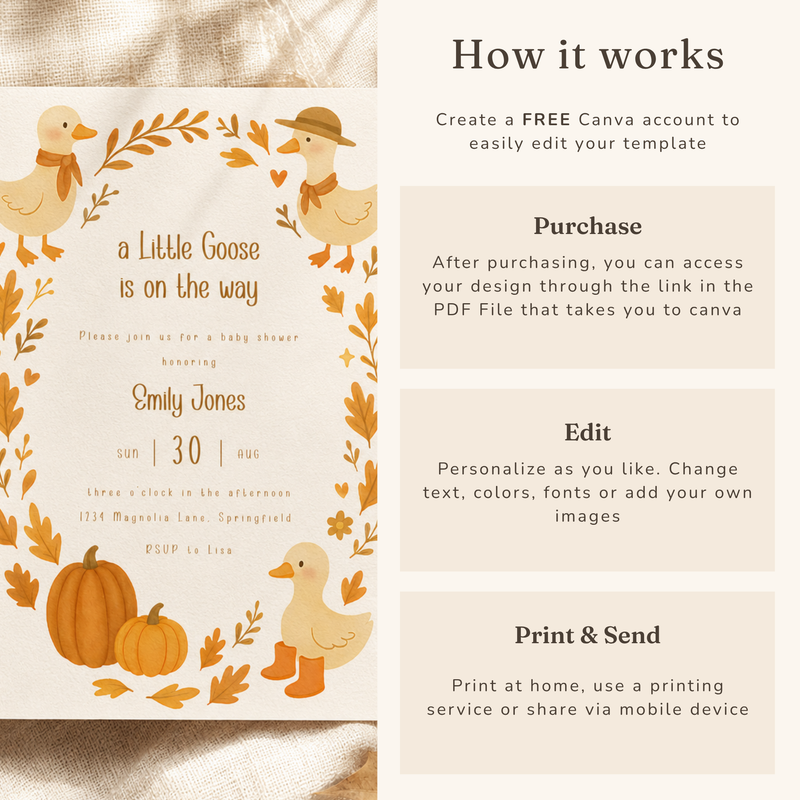 Little Goose Fall Baby Shower Invitation BS206
