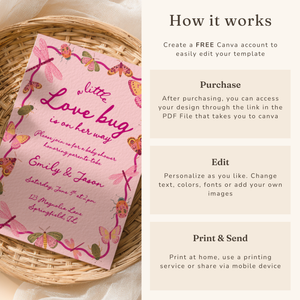 Little Love Bug Baby Shower Invitation Pink BS306