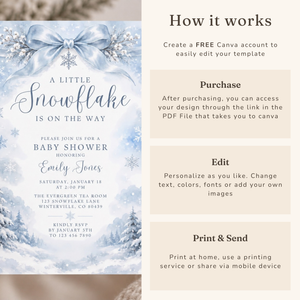 Little Snowflake Winter Baby Shower Invitation BS337