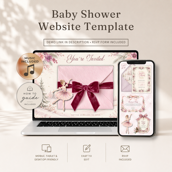 Sugar Plum Baby Shower Website Invitation with RSVP BS329