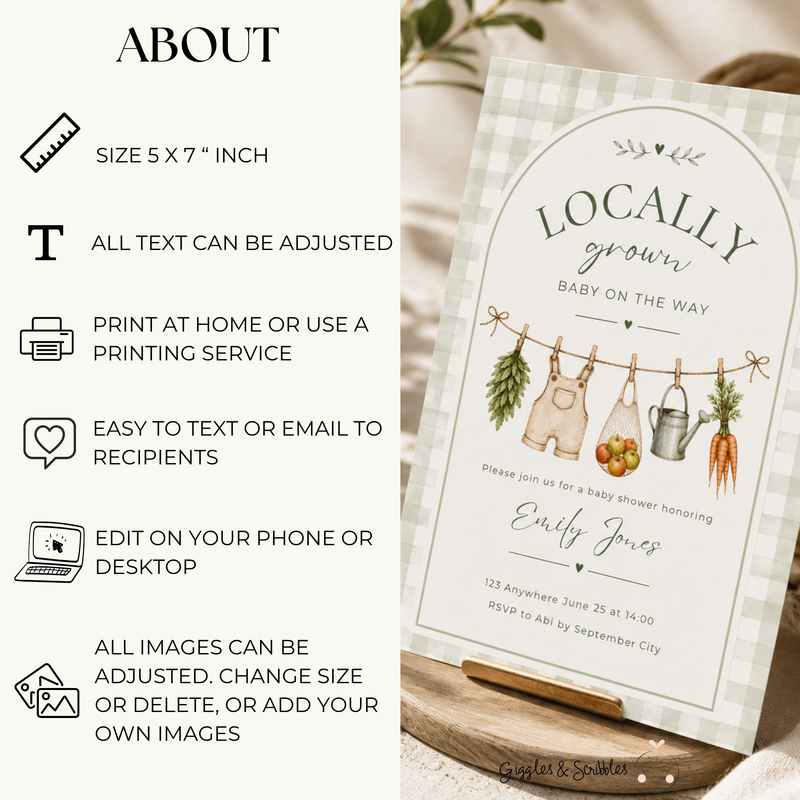 Locally Grown Baby Shower Invitation BS313