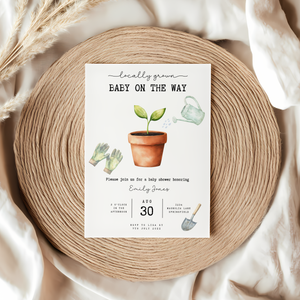 Baby Shower Invitation - Locally Grown With Love Organic Plant Gardening Theme BS84