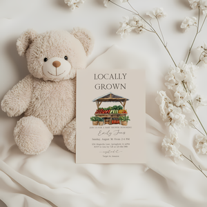 Baby Shower Invitation - Locally Grown Farmers Market Stand Veggie BS96