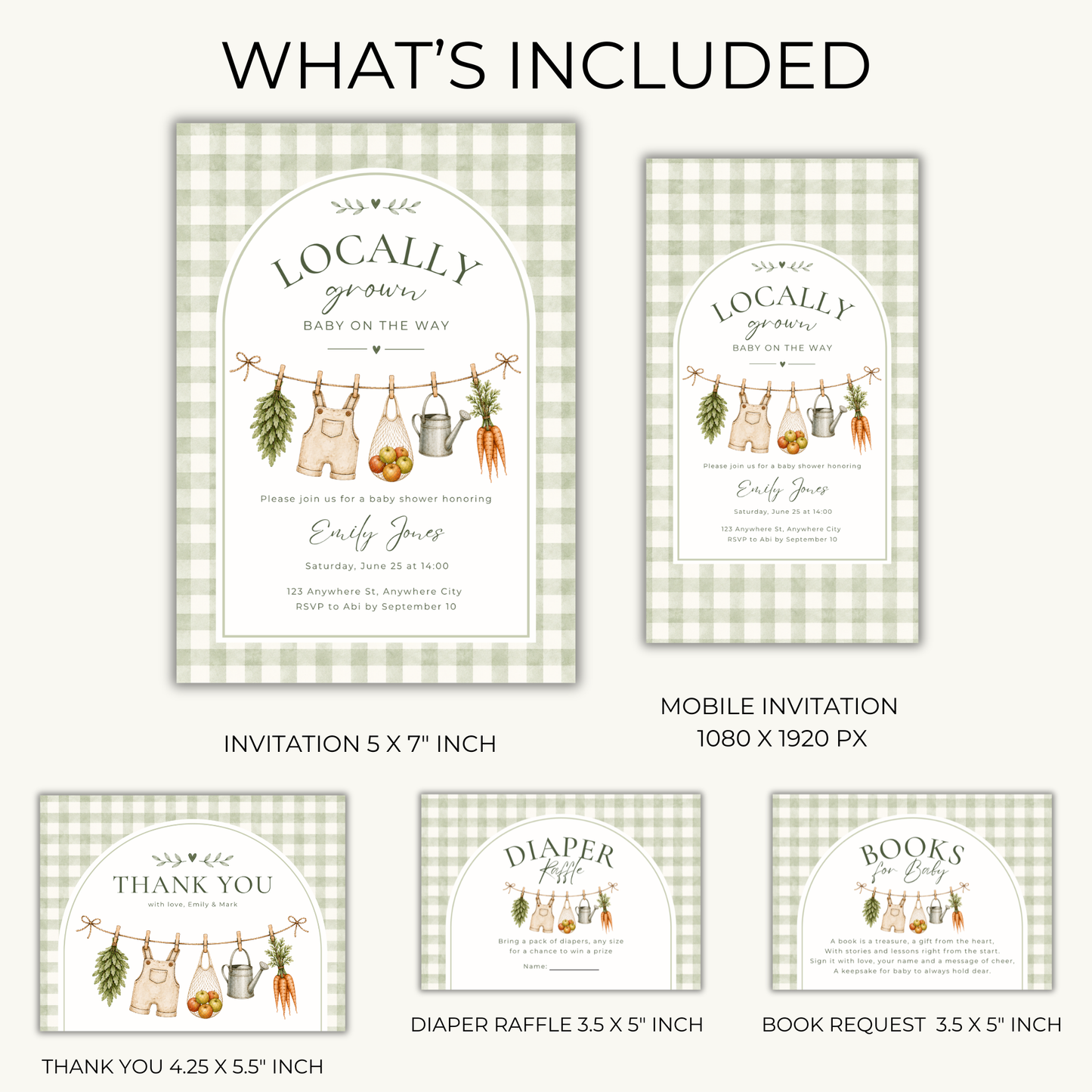 Locally Grown Baby Shower Invitation Bundle BS313