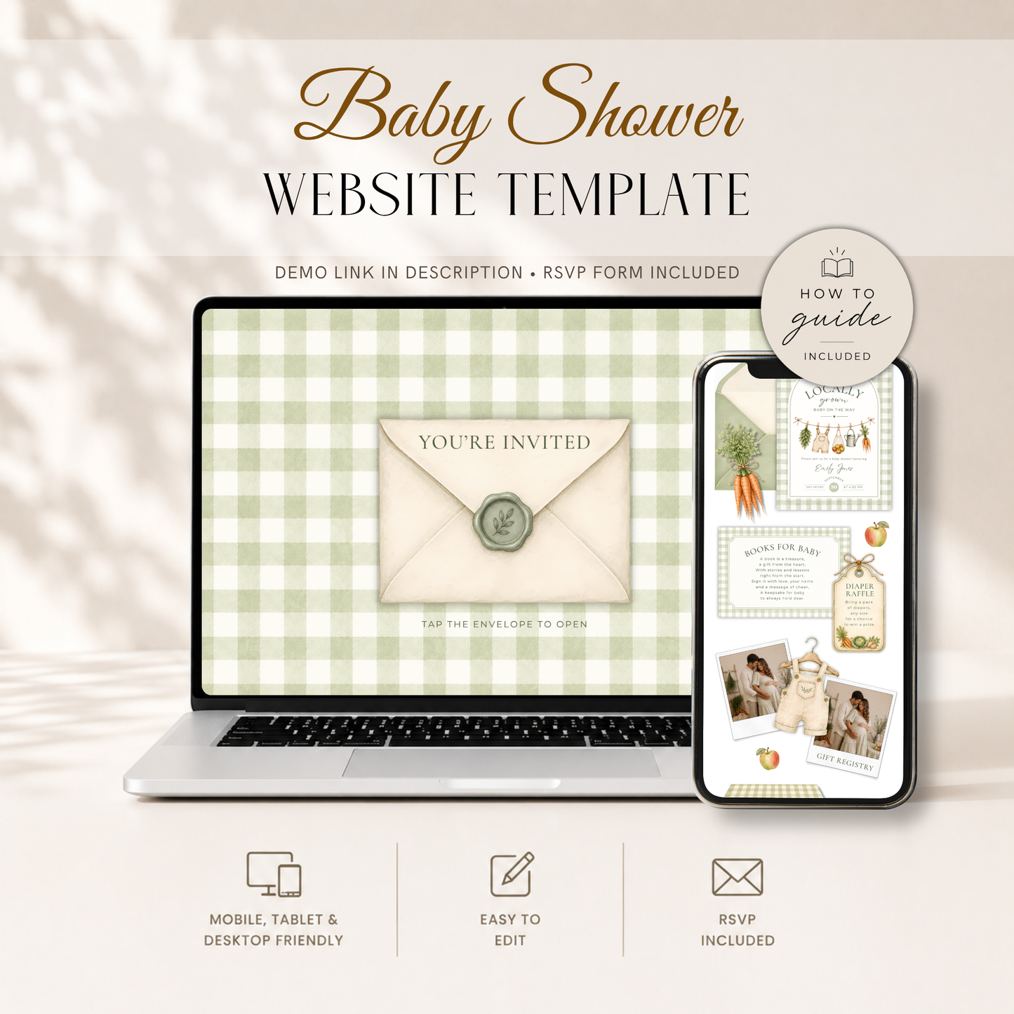 Locally Grown Baby Shower Website Invitation with RSVP BS313