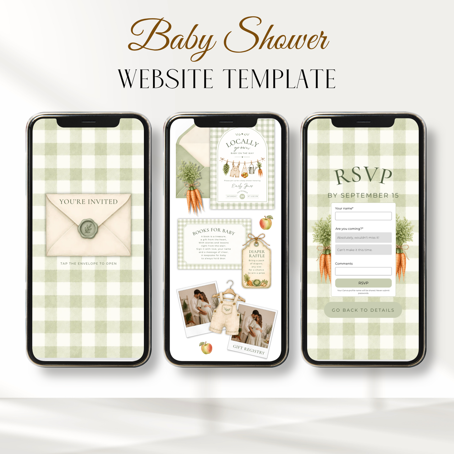 Locally Grown Baby Shower Website Invitation with RSVP BS313