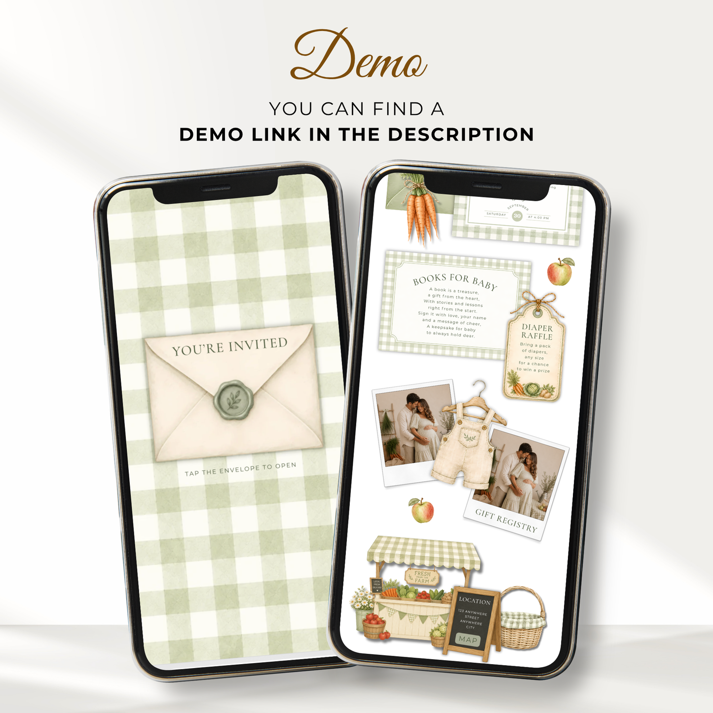 Locally Grown Baby Shower Website Invitation with RSVP BS313