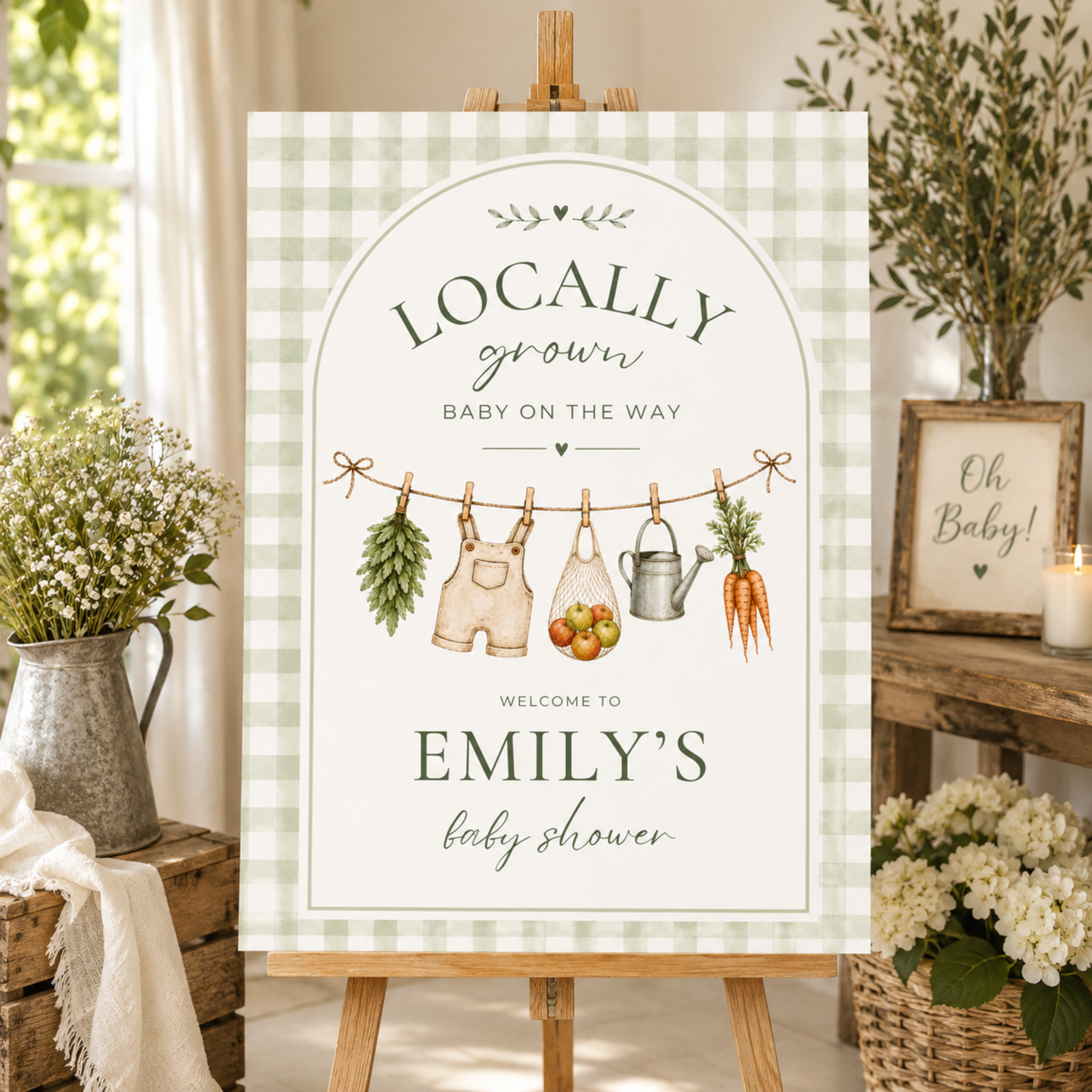 Locally Grown Baby Shower Welcome Sign BS313