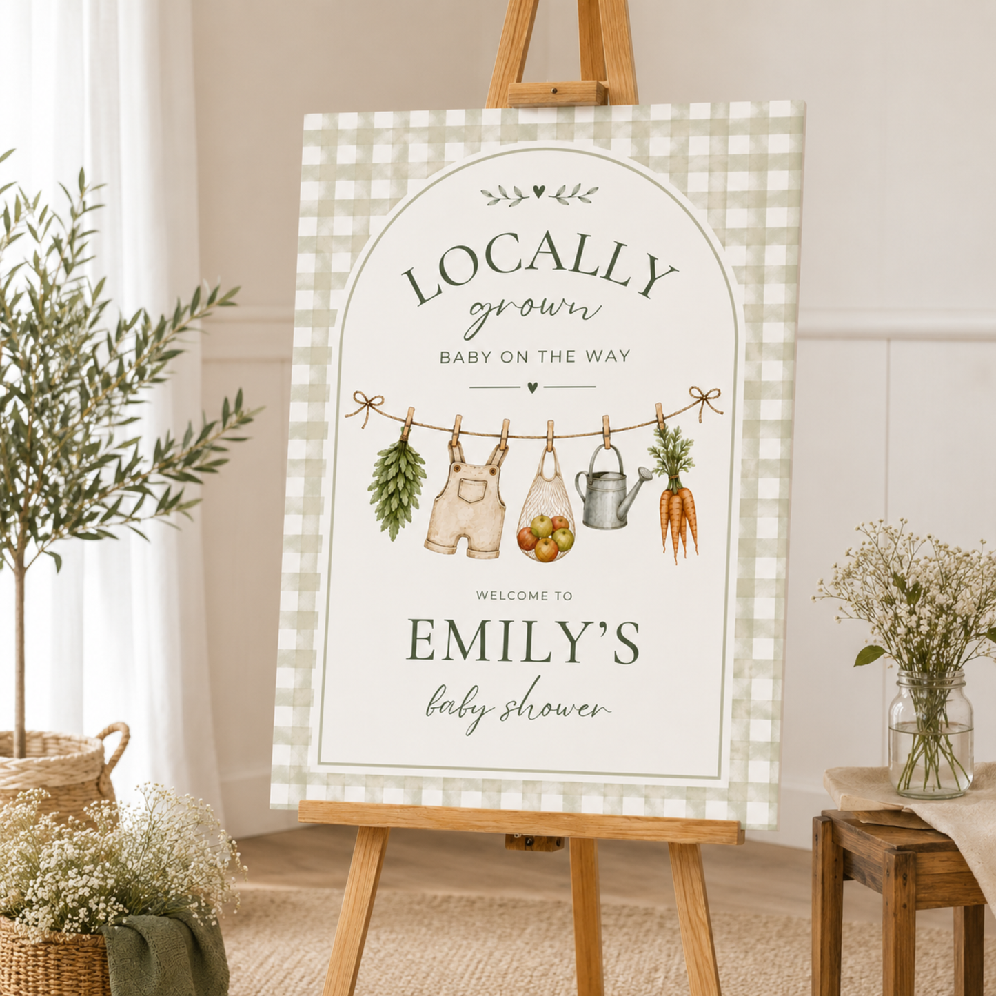 Locally Grown Baby Shower Welcome Sign BS313