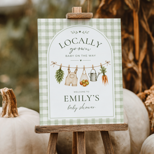 Locally Grown Baby Shower Welcome Sign BS313