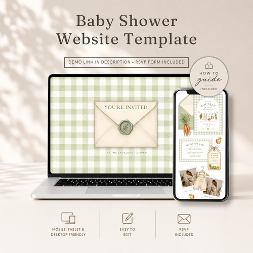 Locally Grown Baby Shower Website Invitation with RSVP BS313