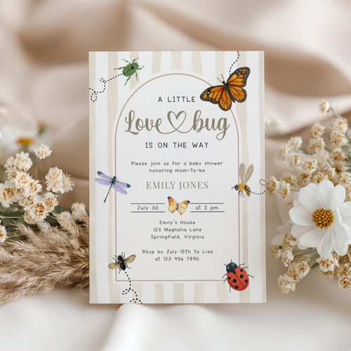A Little Love Bug Is On The Way Baby Shower Invitation BS276
