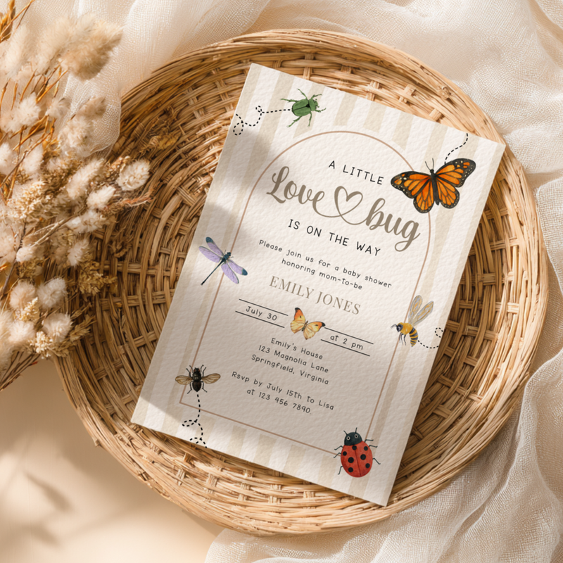 Love Bug Baby Shower Invitation Bundle BS276