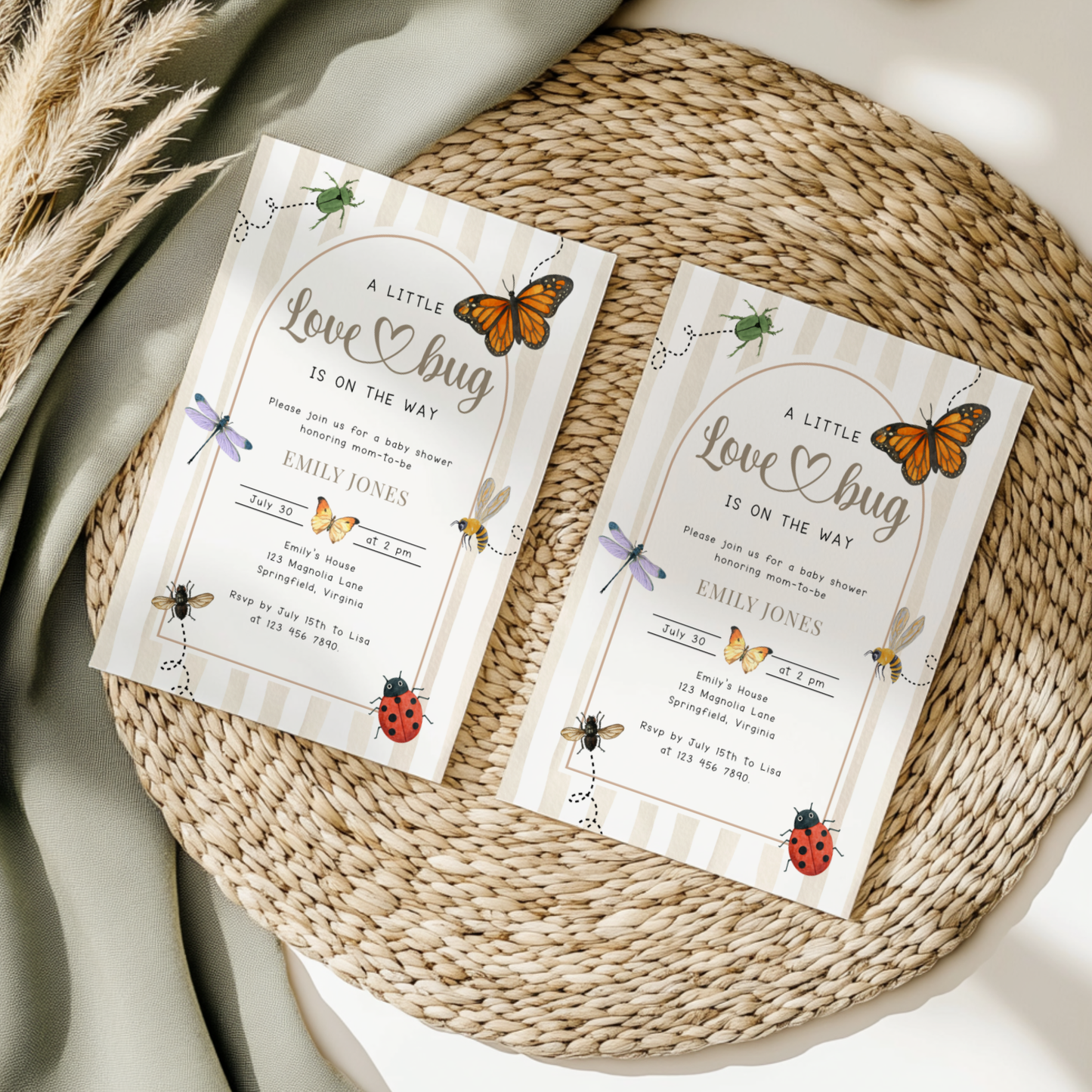 A Little Love Bug Is On The Way Baby Shower Invitation BS276