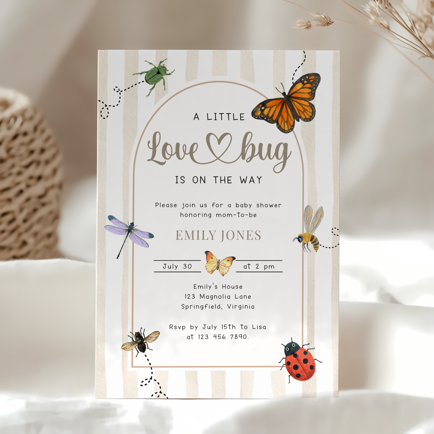 A Little Love Bug Is On The Way Baby Shower Invitation BS276