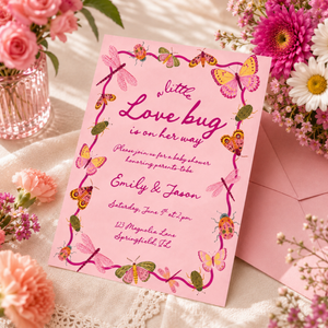 Little Love Bug Baby Shower Invitation Pink BS306