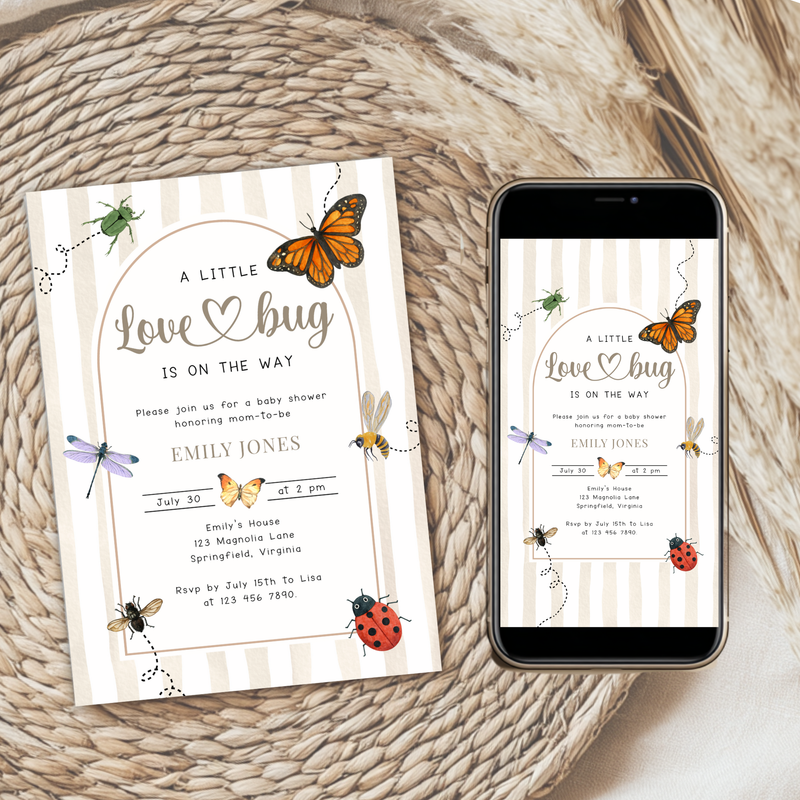 Love Bug Baby Shower Invitation Bundle BS276