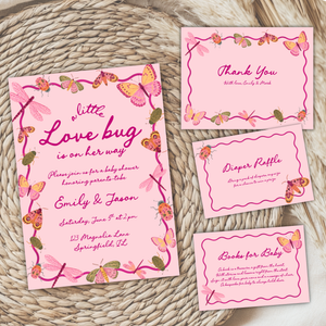 Love Bug Baby Shower Invitation Bundle Pink BS306