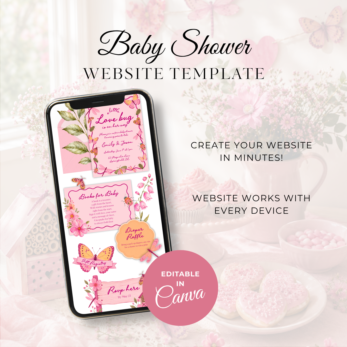 Love Bug Baby Shower Website Invite with RSVP BS306