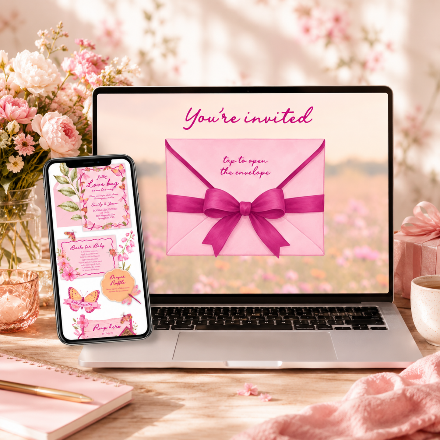 Love Bug Baby Shower Website Invite with RSVP BS306