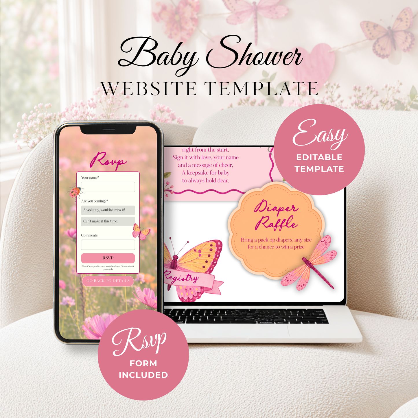 Love Bug Baby Shower Website Invite with RSVP BS306