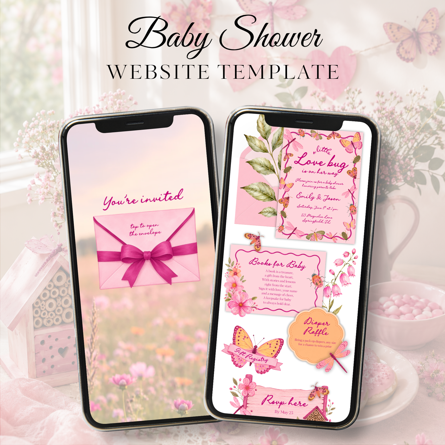 Love Bug Baby Shower Website Invite with RSVP BS306