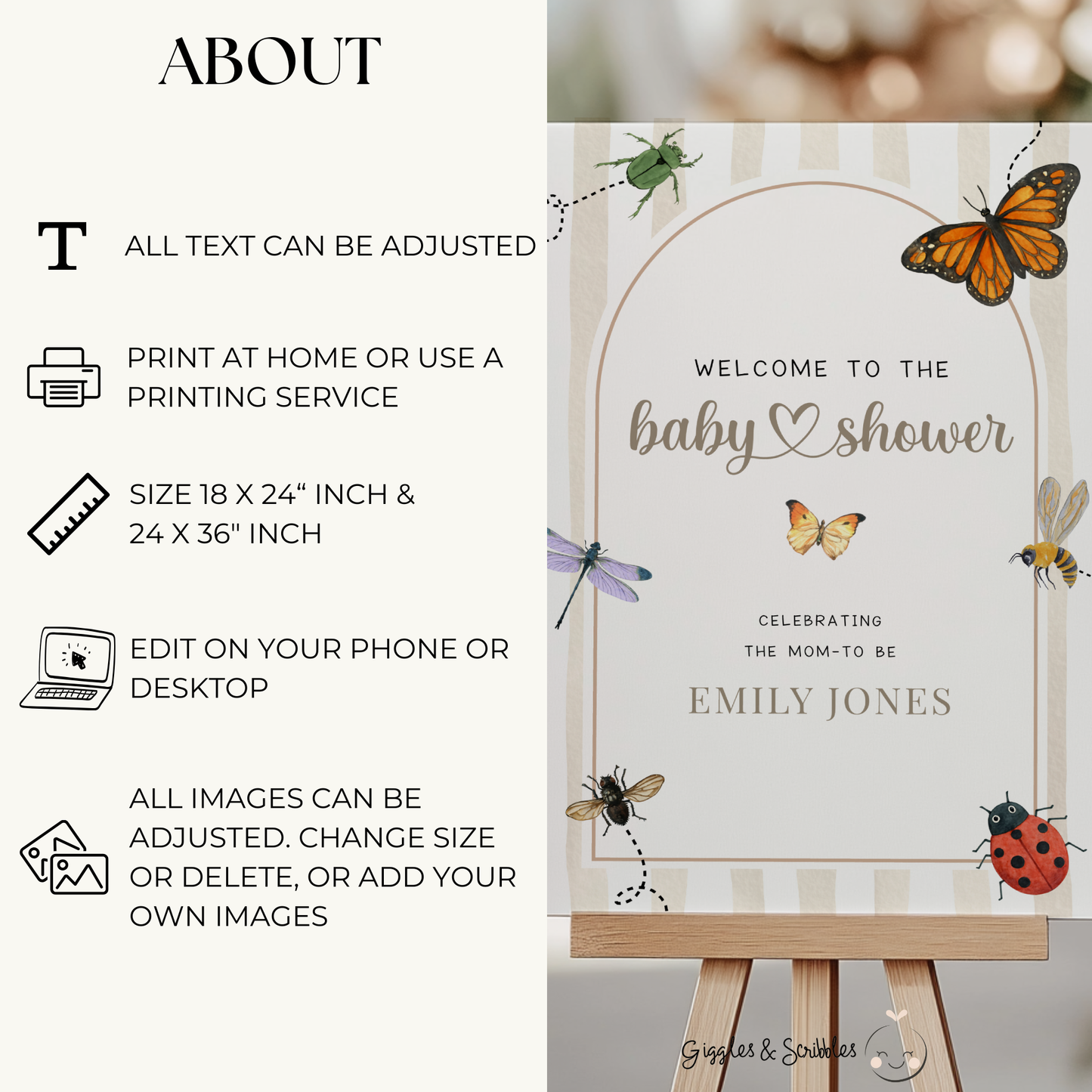 Love Bug Baby Shower Welcome Sign BS276