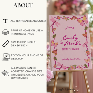 Pink Love Bug Baby Shower Welcome Sign BS306